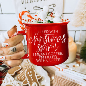 Filled With Christmas Spirit Red Ceramic Coffee Mug