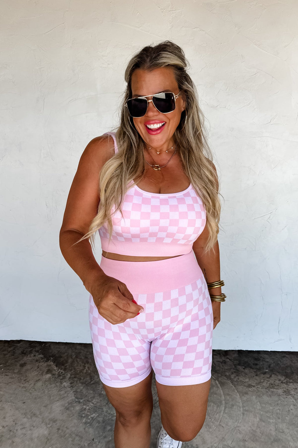Too Hot To Handle Pink Checker 2PC Set