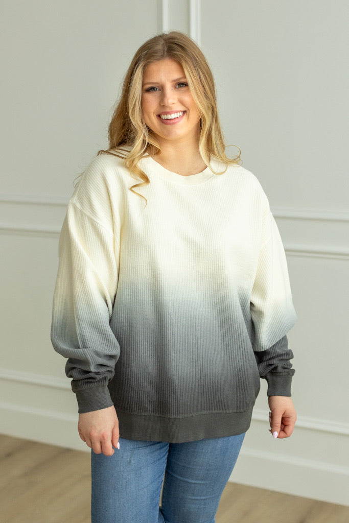 Escape From Reality Black Ombré Corded Sweatshirt
