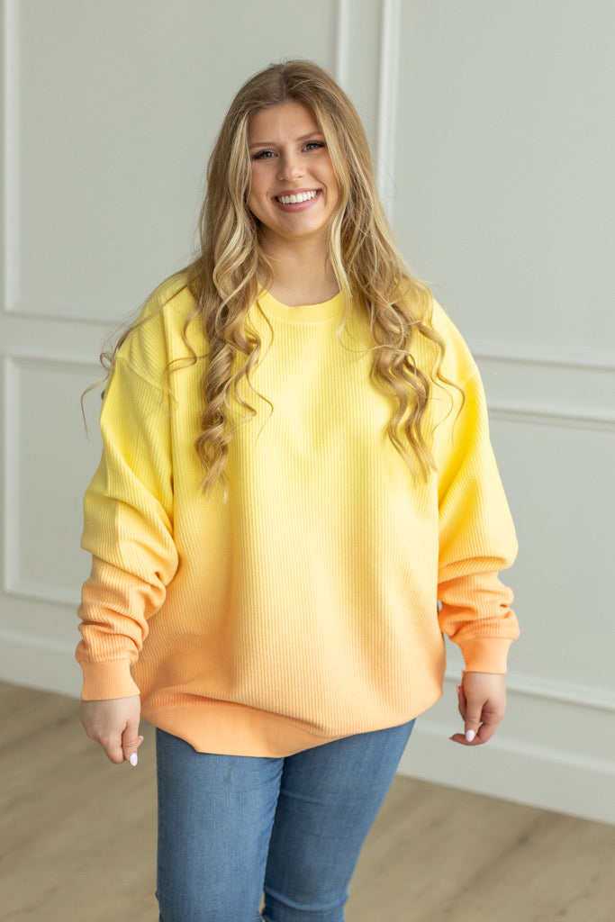 Escape From Reality Banana Ombré Corded Sweatshirt