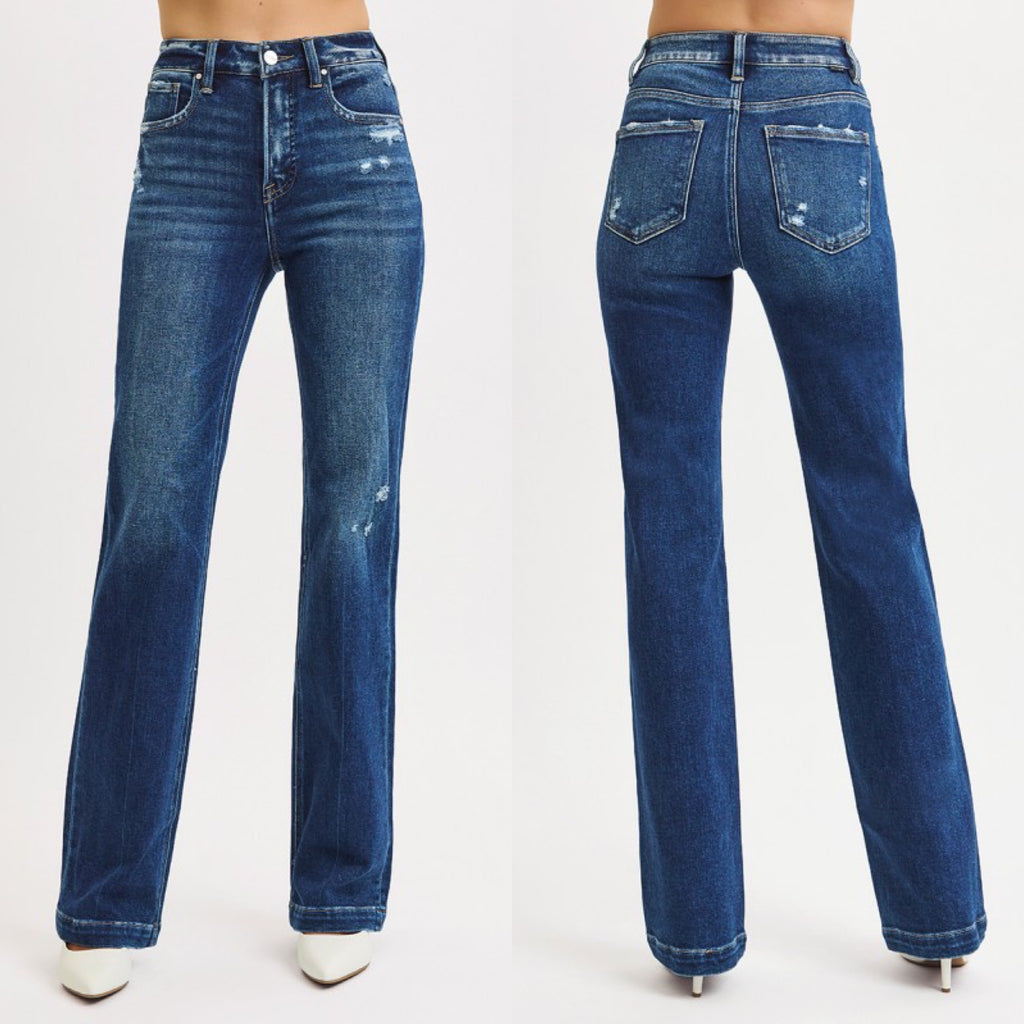 Toxic Traits Risen High Rise Tummy Control Straight Leg Denim Jeans