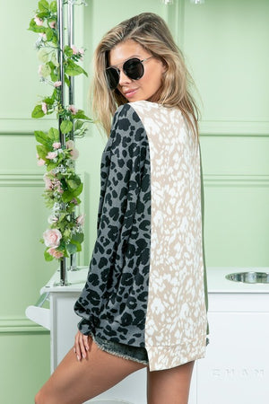 Wild Forever Olive Leopard Print Long Sleeve Sweatshirt