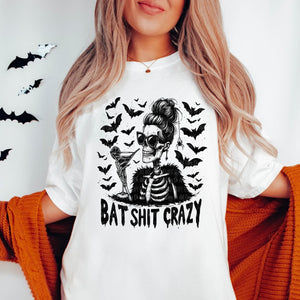 Bat Shit Crazy White Cotton T-Shirt