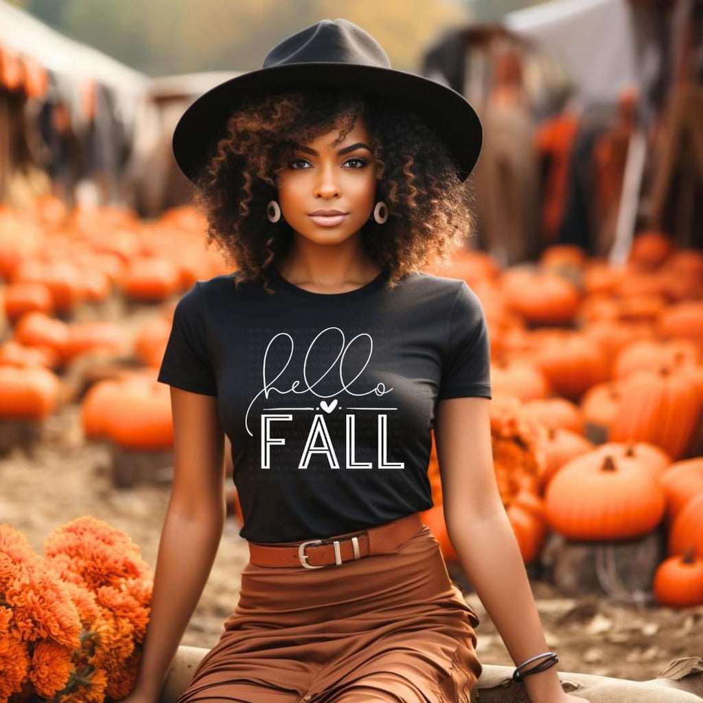 Hello Fall Black Cotton T-Shirt