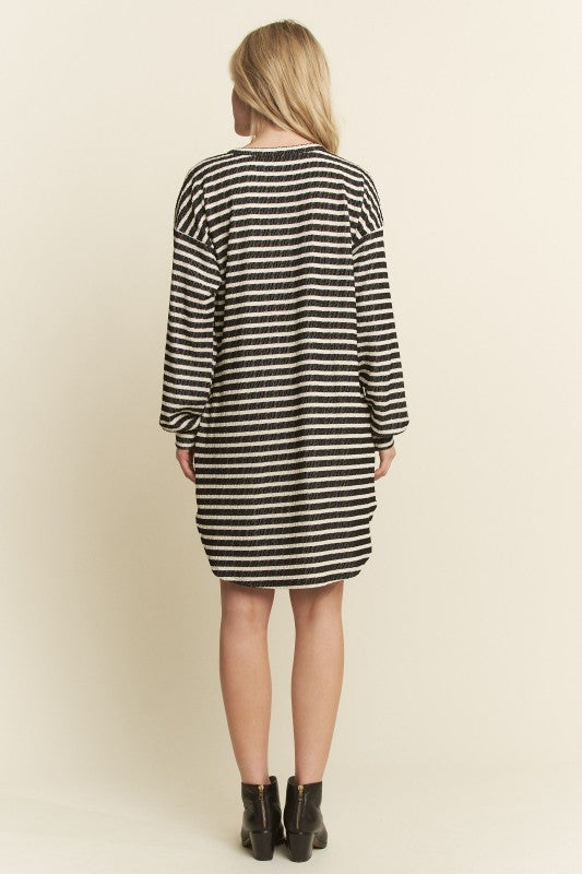 The Annabel Black Stripe Jacquard Mini Dress