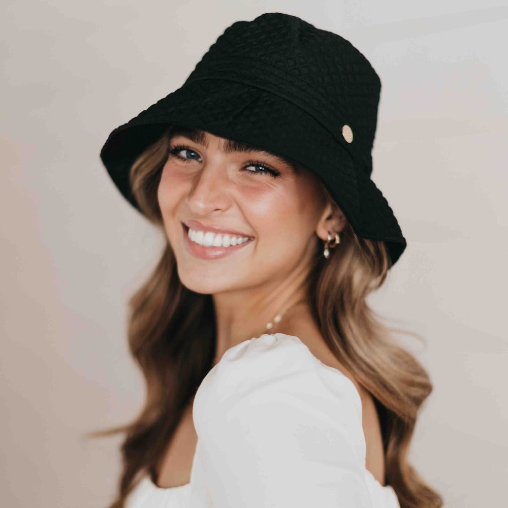 The Frankie Black Quilted Bucket Hat