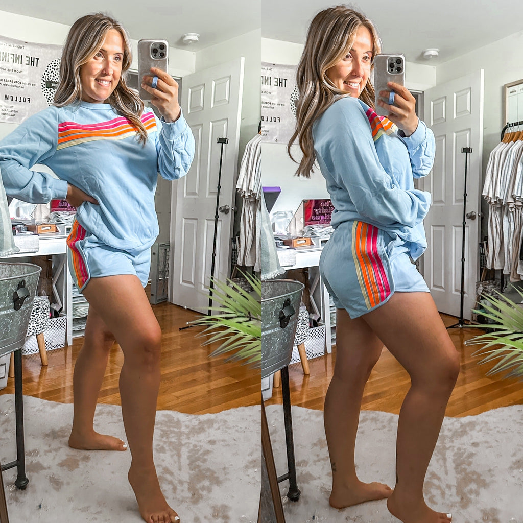 Dream On Blue Stripe Lounge Set