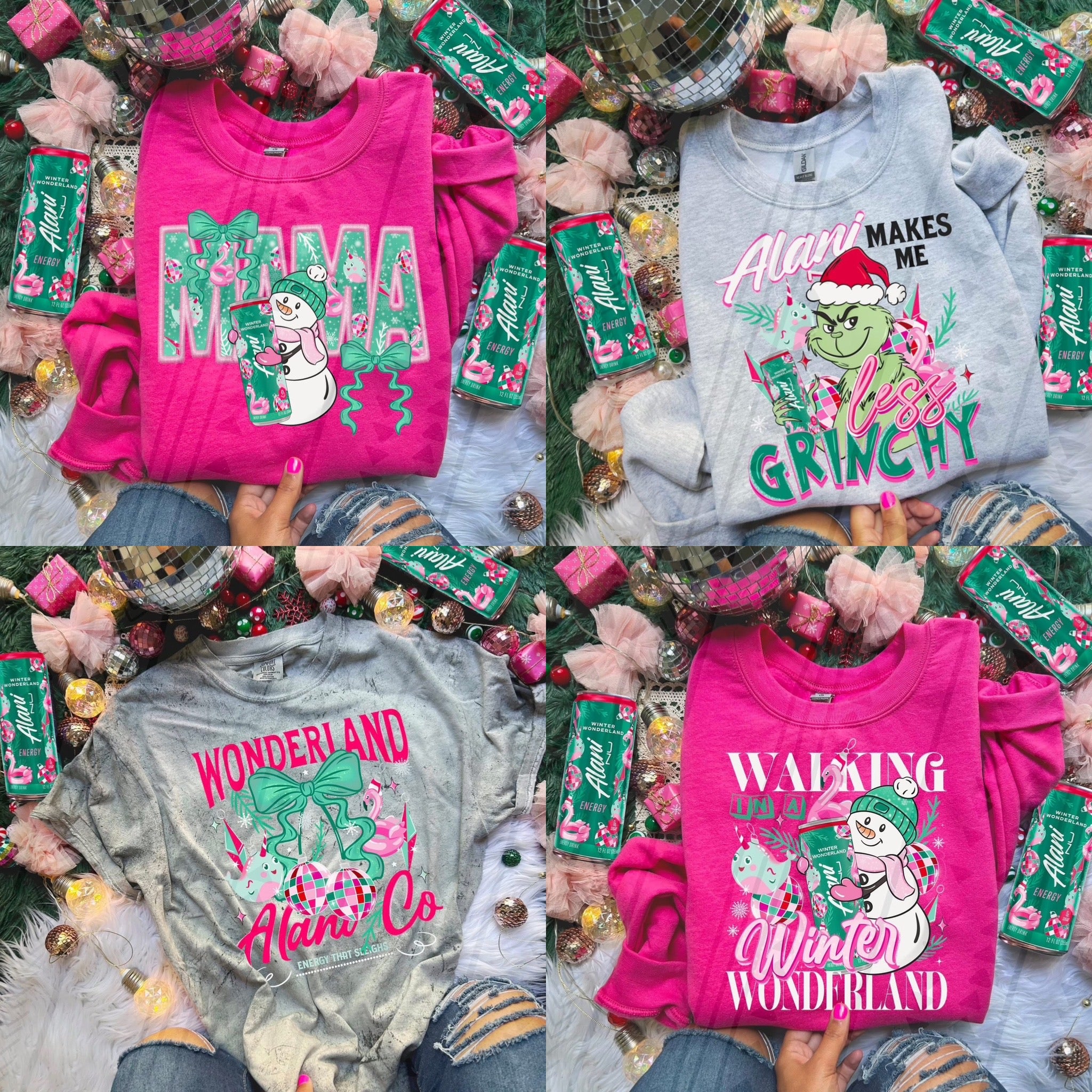 Walking In A Winter Wonderland Hot Pink Unisex Sweatshirt