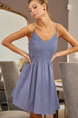 Brighter Days Blue Smocked Mini Dress