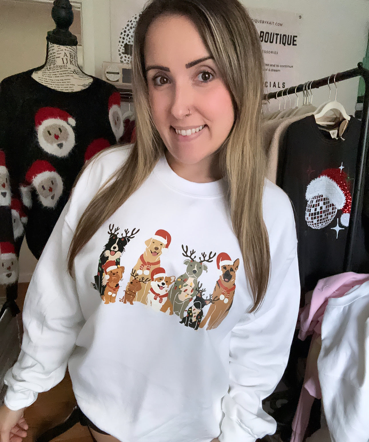 Santa Paws White Full Size UNISEX Fleece Sweatshirt