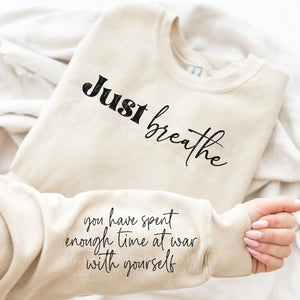 Just Breathe Sand Full Size UNISEX Fleece Sweatshirt