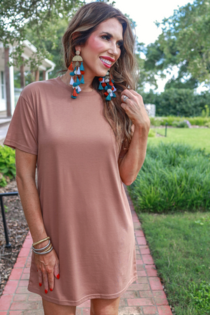 The Bailey Basic Mocha T Shirt Dress