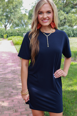 The Bailey Basic Navy T Shirt Dress