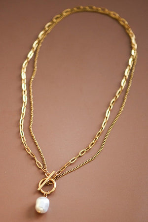 The Maggie Pearl Layered Chain Necklacen