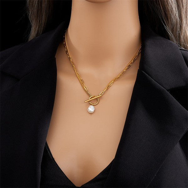 The Maggie Pearl Layered Chain Necklacen
