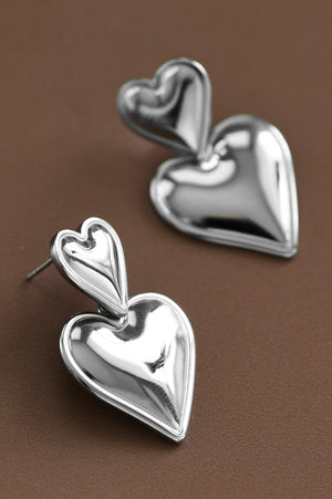 The Halsey Stainless Steel Heart Drop Earrings