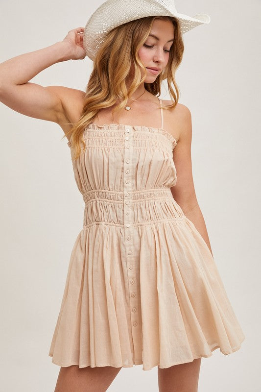 Coast To Coast Ecru Spaghetti Strap Mini Dress