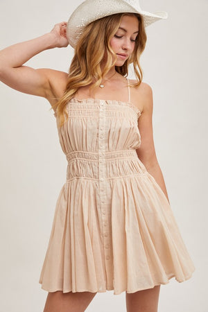 Coast To Coast Ecru Spaghetti Strap Mini Dress