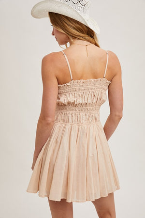 Coast To Coast Ecru Spaghetti Strap Mini Dress