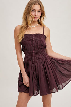 Coast To Coast Plum Spaghetti Strap Mini Dress