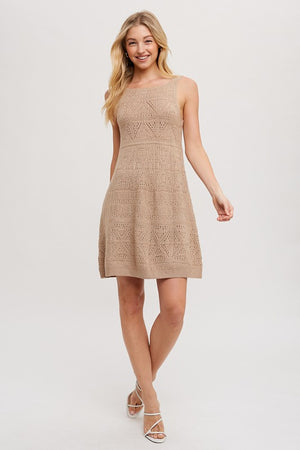 Beachin’ Babe Latte Knit Sleeveless Shift Dress