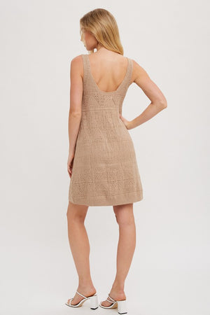 Beachin’ Babe Latte Knit Sleeveless Shift Dress