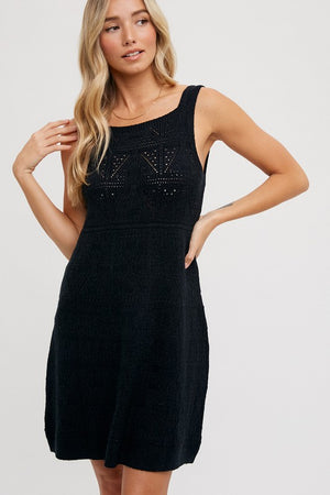 Beachin’ Babe Black Knit Sleeveless Shift Dress