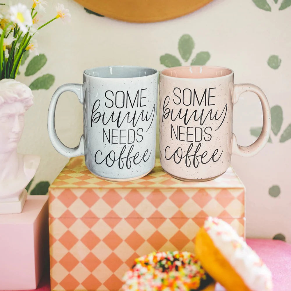 Some Bunny Needs Coffee Pink Ceramic Coffee Mug