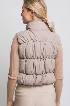 The Just Don’t Fall Taupe Quilted Puffer Vest