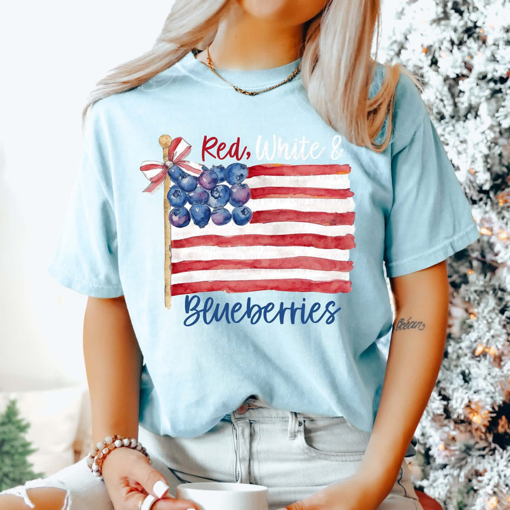 Red White Blueberries Blue Unisex Cotton T-Shirt