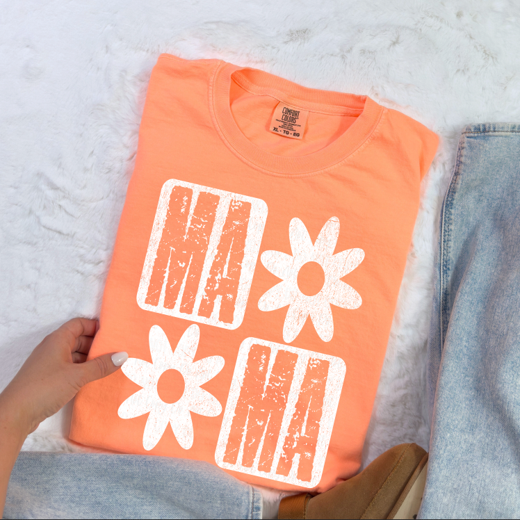Mama Floral Neon Orange Unisex T Shirt