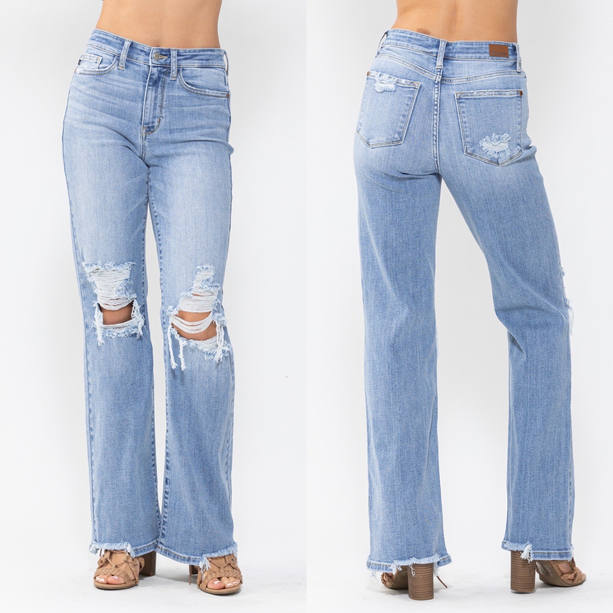 Perfectly Imperfect High Rise Distressed Straight Judy Blue Denim Jeans