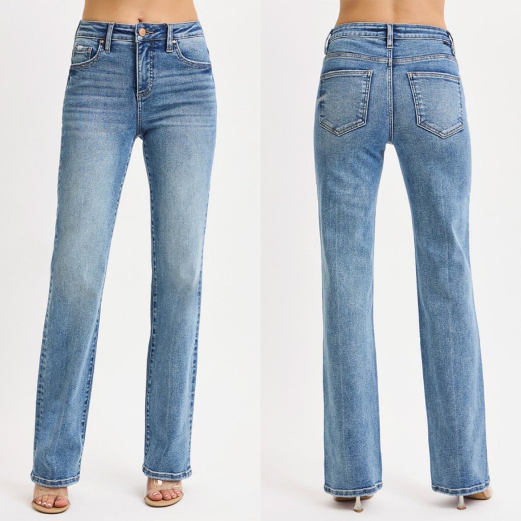 Toxic Traits Risen High Rise Tummy Control Straight Leg Denim Jeans