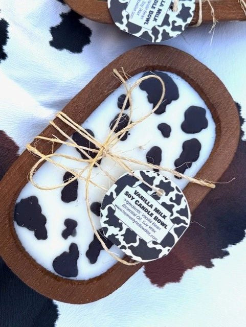Cow Print Vanilla 8.5” Dough Candle Bowl