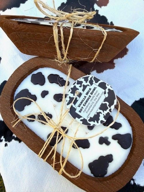 Cow Print Vanilla 8.5” Dough Candle Bowl