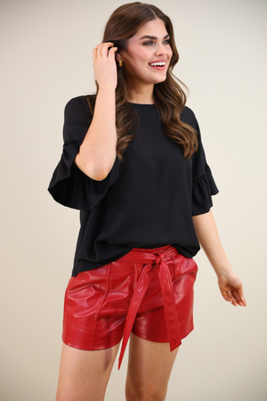 New York Minute Black Faux Leather Shorts