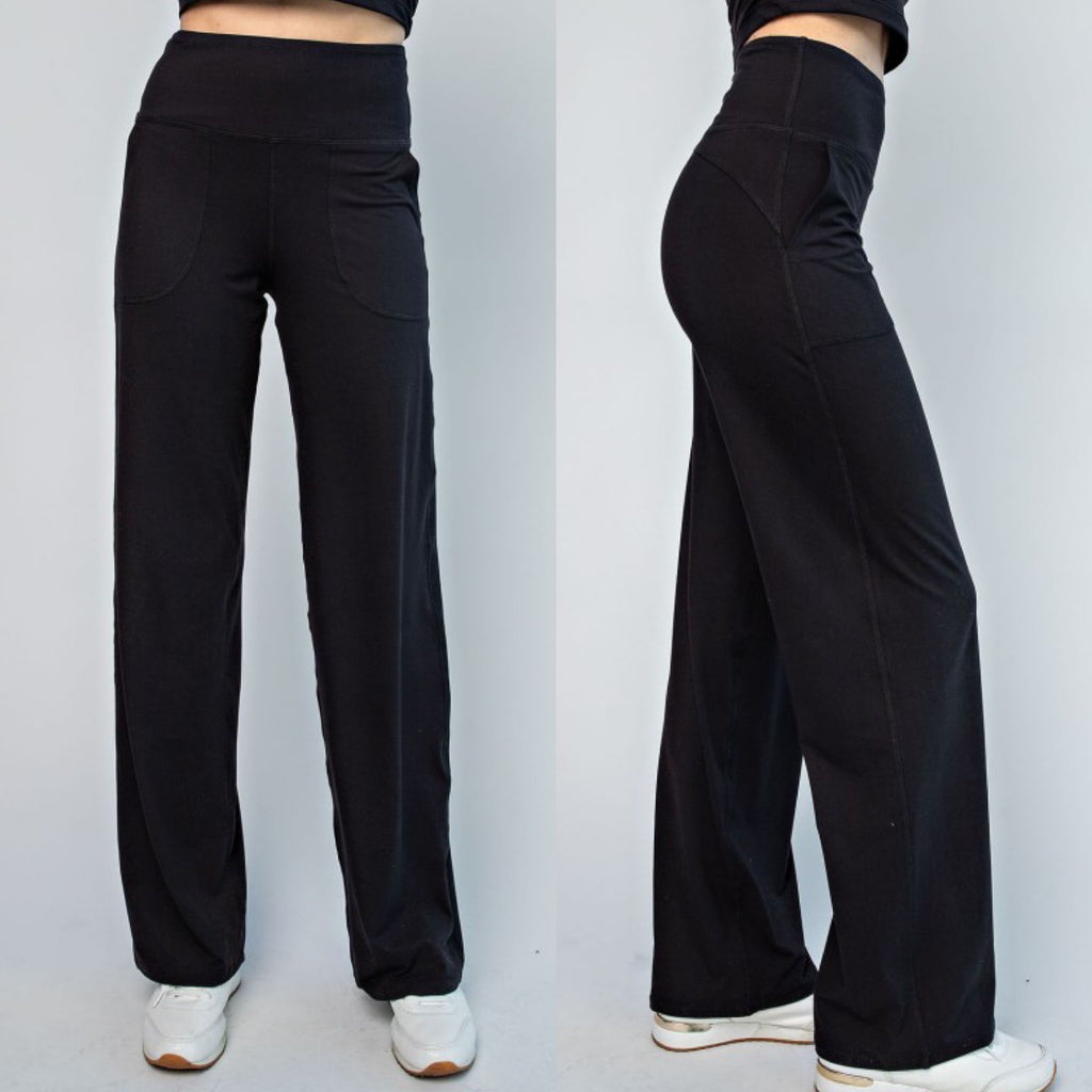The Butter Basics Black Casual Yoga Pants W/ Pockets