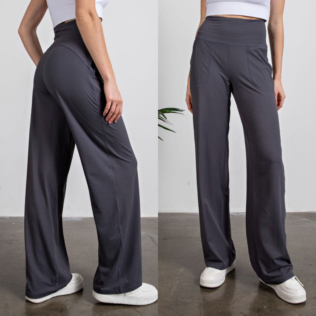 The Butter Basics Charcoal Casual Yoga Pants W/ Pockets
