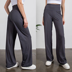 The Butter Basics Charcoal Casual Yoga Pants W/ Pockets
