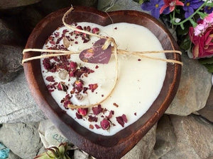Rose Buds & Crystals Heart Shaped Candle