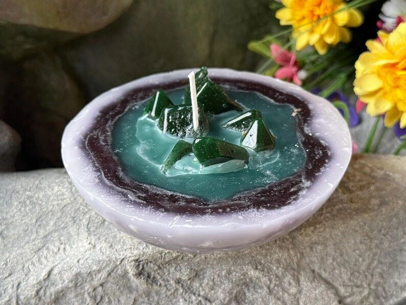 Mahogany Teakwood Geode 4” Candle Bowl