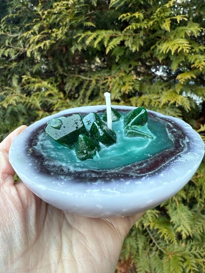 Mahogany Teakwood Geode 4” Candle Bowl