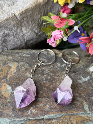 Amethyst Crystal Keychain
