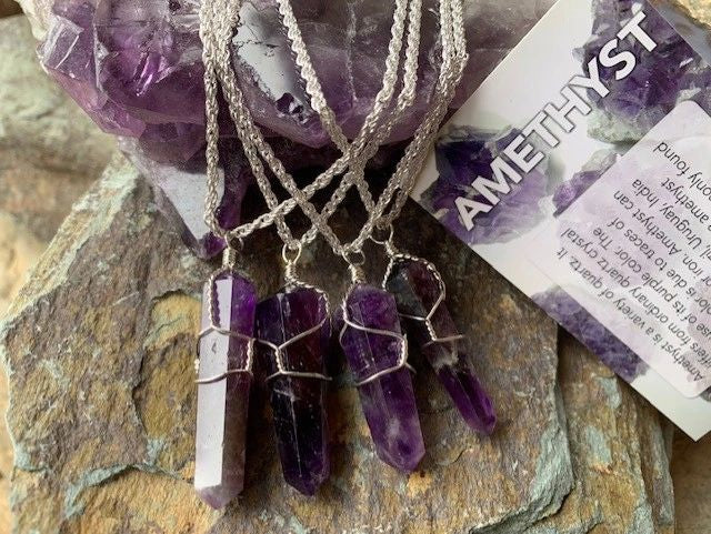Amethyst Point Wire Wrapped Necklace