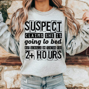 Suspect Claims She Is Going To Bed Gray Unisex Sweatshirt