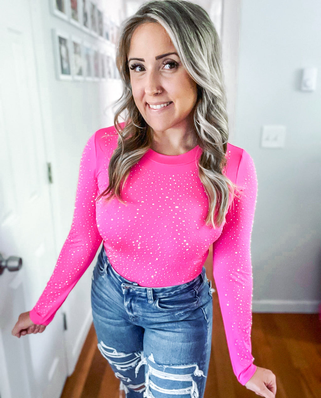 Razzle Dazzle Long Sleeve Pink Bodysuit