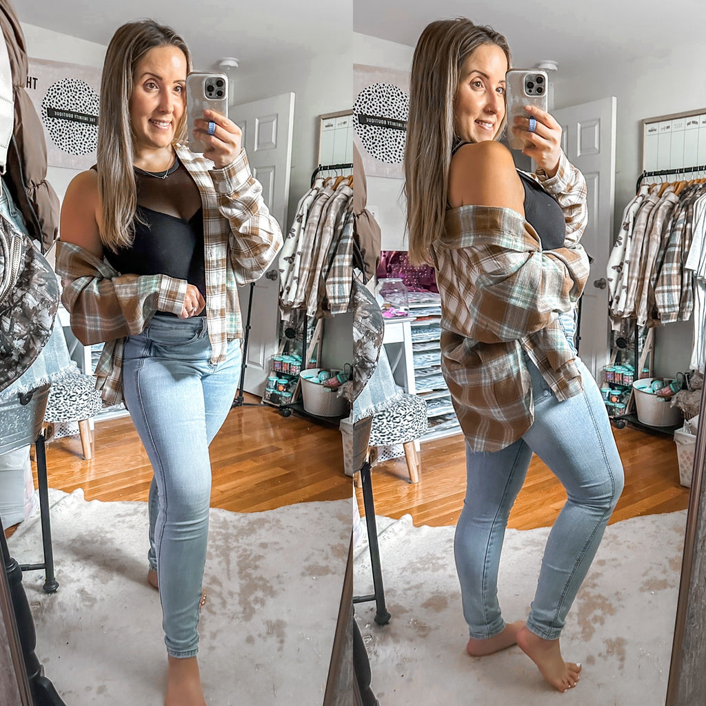 The Spencer Multi Colored Oversized Flannel Button Down Shirt