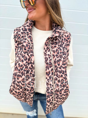 The Ellie Leopard Print Puffer Vest