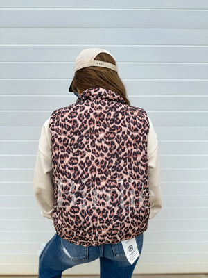 The Ellie Leopard Print Puffer Vest