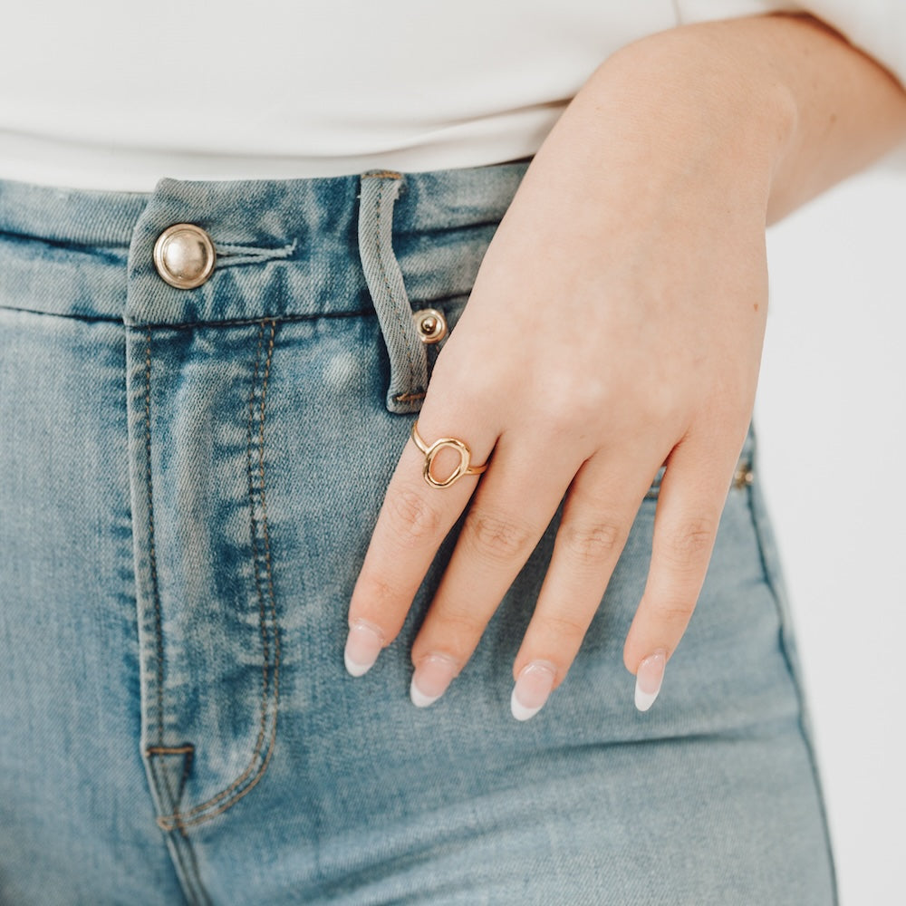 The Irregular Oval Gold Adjustable Ring